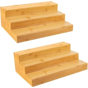 Bamboo Spice Rack Organizer for Cabinet 3 Tier Countertop Step Spice Shelf - Picture 1 of 6