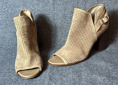 Circus by Sam Edelman Shoes Womens 9.5 Tan Heeled Ankle Booties Peep Toes Boho - Image 1 of 4