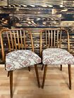 Set of 2 vintage wood and fabric dining chairs by Antonin Suman, Czechoslovakia