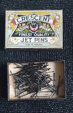 Original Edwardian Crescent Finest Quality Jet Dressmaking Pins Boxed