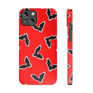 RED AND BLACK BAT MOTIF SPOOKY HORROR Slim Apple iPhone Cases - Bild 1 von 38