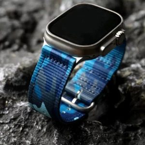 Nylon Camouflage Watch Band For Apple Watch Strap Ultra 2 49mm Series 10 9 8 7 6 - Picture 1 of 23