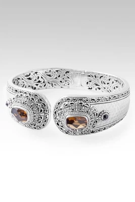 Pretty 4.35 TCW Smoky Quartz & Black Onyx Royal Style Engagement Cuff Bracelet - Image 1 of 4