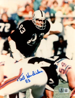 TED HENDRICKS 签名亲笔签名 8 x 10 照片 OAKLAND RAIDERS 传奇贝克特基础 — 第 1/2 张图片