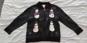Studio Works Zip up Snowman Ugly Christmas sweater - Size M - Picture 1 of 4
