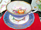 ROYAL HALSEY tea cup and saucer purple color & fruits pattern teacup Japan