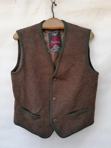 Vintage Pierre Cardin Sport Vest Mens Large Brown Boiled Wool Lined Made n Spain - Picture 1 of 10