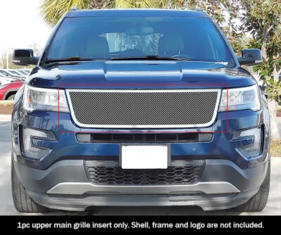 Compatível com inserção de grade de malha cromada superior principal Ford Explorer 2016-2019 - Imagem 1 de 4