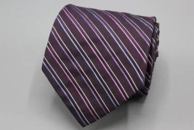 NORDSTROM Silk Tie. Purple w Blue Pink & White Stripes. - Image 1 of 4