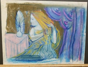 Robert Ubhaus (American 20th Cent) Original Signed Pastel Girl Combing Her Hair - Picture 1 of 4