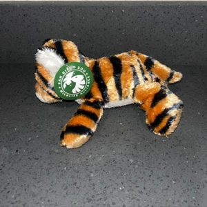 Aurora Flopsie Tiger Plush Stuffed Animal Beanie Satin Fuzzy San Diego Zoo 6"NWT - Picture 1 of 5