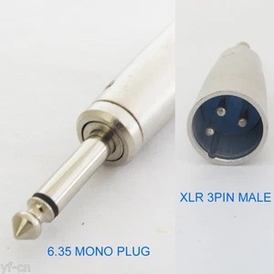 50pcs XLR 3 Pin Male Plug to 1/4" 6.35mm Mono Male Plug Audio Adapter Connector - Picture 1 of 2