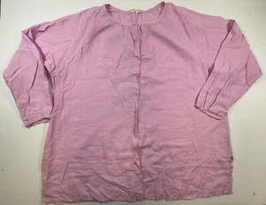 Eileen Fisher Woman’s Plus Pink 100% Irish Linen Long Sleeve Button Up Shirt 3X - Picture 1 of 15
