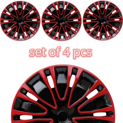 Juego de cubiertas de rueda tapacubos de 14" negro y rojo (4 piezas) para Mitsubishi Mirage 2017-2024 Foto 1 de 4