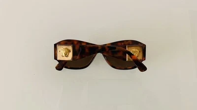 Óculos de sol Versace casca de tartaruga redondo Wellington marrom dourado acessórios masculinos - Imagem 1 de 3