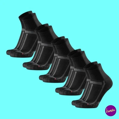 DANISH ENDURANCE Unisex Cushioned Running Socks, 5-Pack Anti-Blister, Black, 6–8 - Image 1 of 4