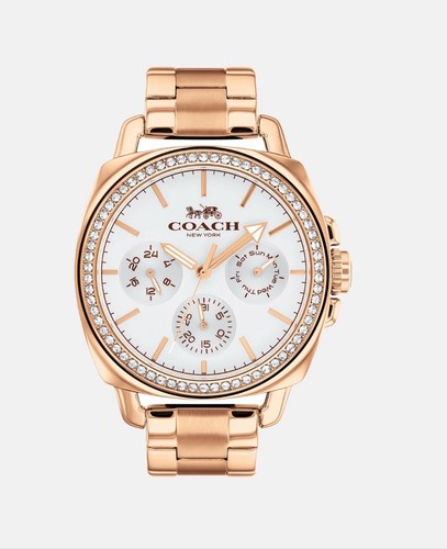 Orologio Coach donna in acciaio inox placcato oro rosa con accenti di diamanti