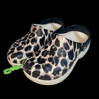 Crocs Womens Classic Baya Clog Sz 9 Platform Animal Print Bone Leopard Cheetah - Image 1 of 4