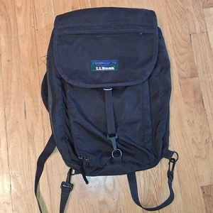 LL Bean Messenger Bag Backpack Vintage L.L. Travel Black Laptop School Pack - Picture 1 of 13