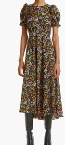 Vestido TED BAKER Dabney Floral Manga Abullonada Alto-Bajo Talla 10 EE. UU. NUEVO CON ETIQUETAS - Imagen 1 de 11