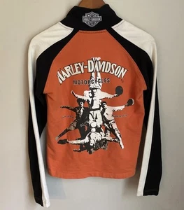 Harley Davidson 1/4 Zip Pullover Sweatshirt Live To Ride Motorcycle Orange S - Picture 1 of 10