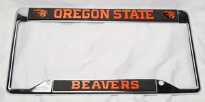 oregon state beavers license plate frame metal w/ chrome finish - Picture 1 of 4