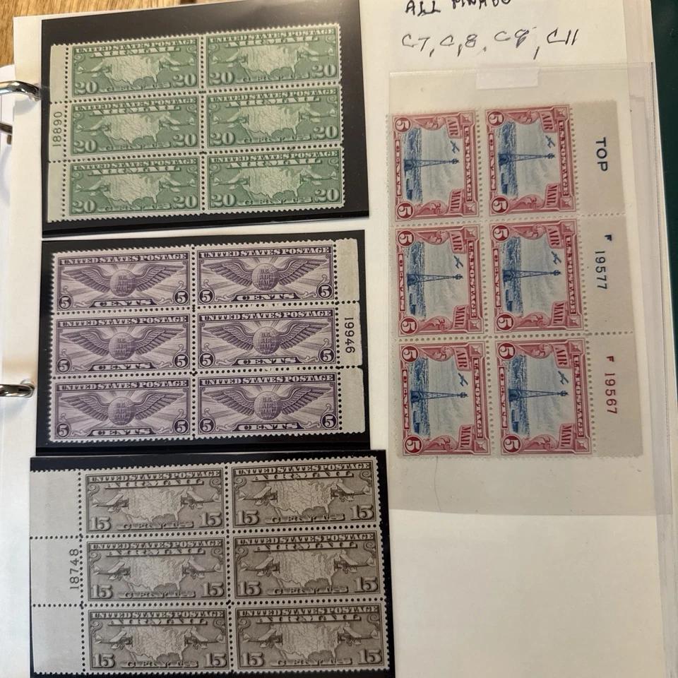 Us Stamps Plate Blocks C7 8 9 11 Mint OG NH - Image 1 of 4