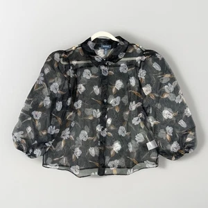 NWT ModCloth Sheer Blouse XL Floral Black Artsy Dramatic - Picture 1 of 7