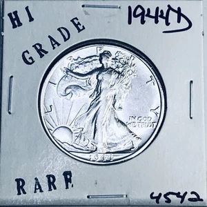 1944 D LIBERTY WALKING SILVER HALF DOLLAR HI GRADE U.S. MINT RARE COIN 4542 - Picture 1 of 3