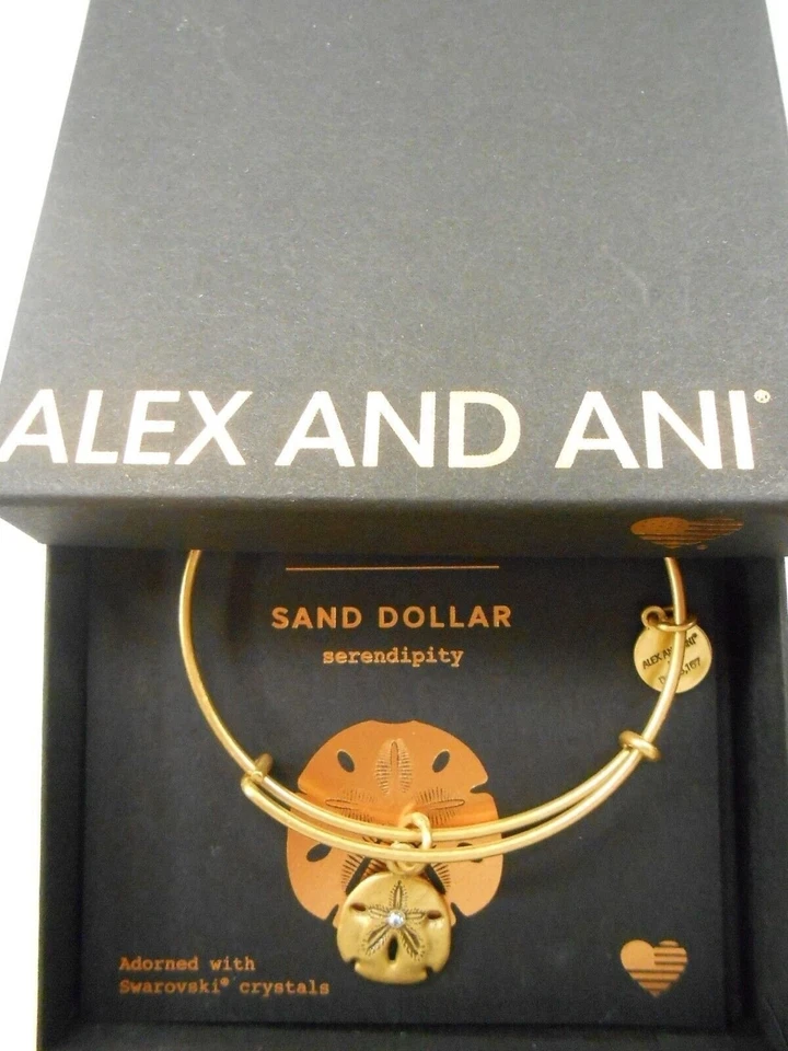 Alex and Ani Sand Dollar III Russian Gold Charm Bangle Z60