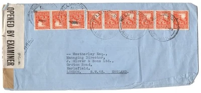 Cubierta larga de correo aéreo de Nueva Zelanda años 40 de Wellington a Londres Foto 1 de 2