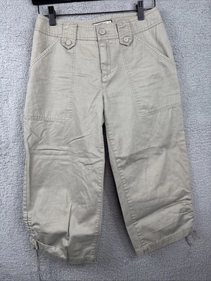 Pantalones capri recortados Caribbean Joe para mujer talla 4P color caqui Foto 1 de 4