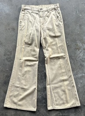 Vintage 1970s Levi Sample Garment Super Bell Bottom White Tab Jeans Size 32x22 - Image 1 of 4
