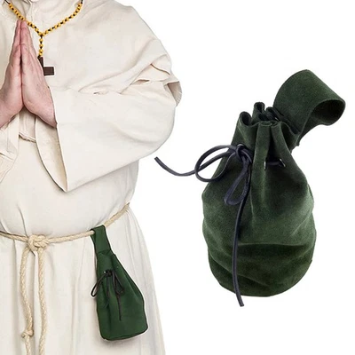 Marsupio medievale scamosciato portamonete cintura pelle coulisse portafoglio parti ~ cosplay - Immagine 1 di 4