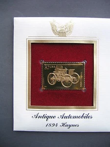 1995 1894 Haynes Antique Automobiles Gold GOLDEN replica Cover FDC STAMP - Picture 1 of 3