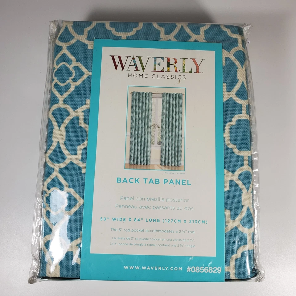 Waverly Lovely Lattice 84-in Aqua Cotton Back Tab Set of 2 Curtain Panels