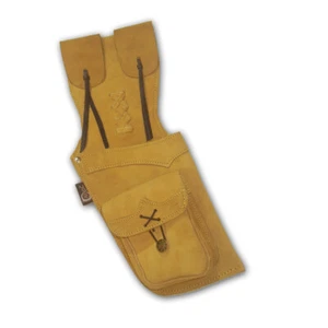 RECURVE BOW/ LONGBOW TRADITIONAL LEATHER SIDE/HIP/BELT/WAIST ARROW QUIVER BAG - Picture 1 of 6