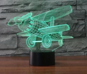 5V Desk Table Lamp Airplane 3D illusion Night Light 7-Color Changing LED Touch H - Picture 1 of 9