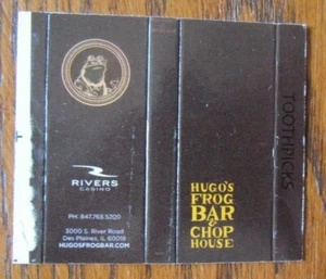 ILLINOIS CASINO MATCHBOX COVER: RIVERS DES PLAINES, IL HUGO'S FROG BAR -D4 - Picture 1 of 1