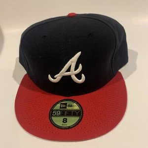 Atlanta Braves hat Navy blue red Home New era 59fifty on field cap fitted 8 - Picture 1 of 3