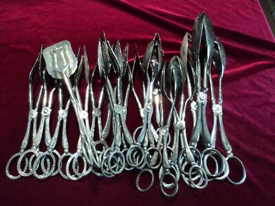 Lote de 20 cubiertos plateados tijeras para ensaladas y postres restaurante boda Foto 1 de 4