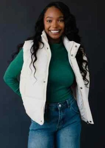 PANACHE APPAREL COMPANY IVORY HOLIDAY PUFFER VEST-HOLIDAY SPECIAL-SIZE SMALL - Picture 1 of 7