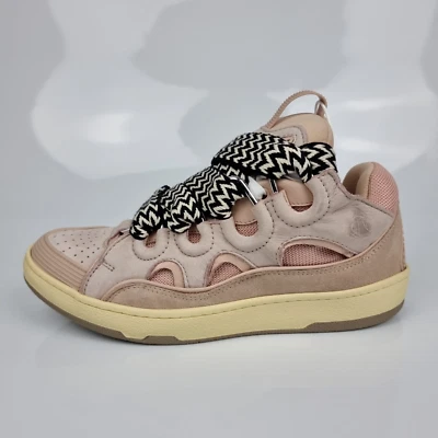 Lanvin Curb $990 Women's Pink Leather Sneakers New - Image 1 of 4