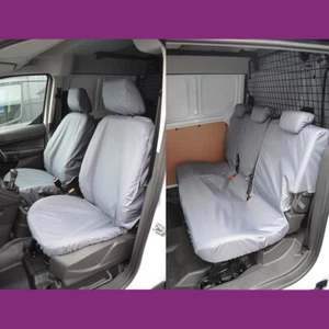 Ford Transit Connect 2014-18 Waterproof Front (NoArmrest) Rear Grey Seat Covers - Picture 1 of 5
