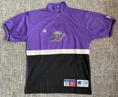 Vintage Utah Jazz Champion 1/4 Zip Purple Warm Up Shooting Shirt Youth Large - Image 1 of 4