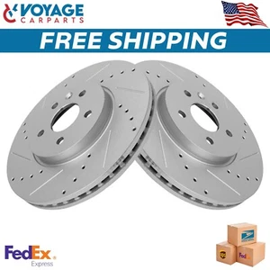 New Front Performance Drilled Slotted Brake Rotor Set For 2013-2022 Buick Chevy - Picture 1 of 6