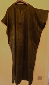 MENS TRADITIONAL  DJELLABA / ROBE ~ BLACK~ 70" WIDE x 52" LONG - Picture 1 of 2