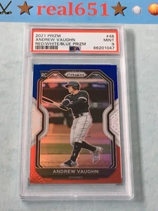 2021 Prizm Red-White-Blue Prizms #48 ANDREW VAUGHN Rookie PSA 9 Mint Pop 1 RC  - Picture 1 of 3