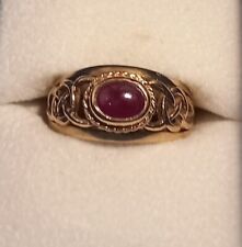 Clogau 9ct Gold Celtic Ring  with Cabochon Ruby 