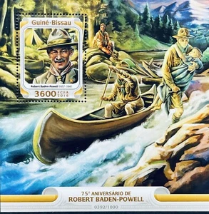 GUINEA BISSAU ROBERT BADEN-POWELL 75. JAHRSTAG BRIEFMARKEN 2016 NEUWERTIG JUNGEN SCOUT KANUFAHREN - Bild 1 von 1